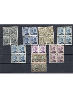 Italia 1924/25 Provvisori soprast. serie n° 175/82 in quartina Cert. Biondi Cat. € 875+ (**)