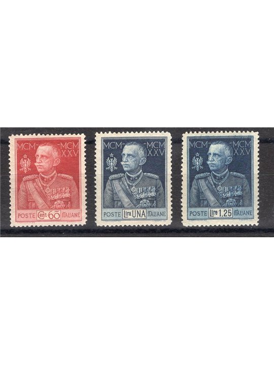 Italy 1926/26 Jubilee series no. 186/88 with excellent centring CiBaFil cert. Cat. €500 (**)