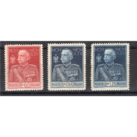 Italy 1926/26 Jubilee series no. 186/88 with excellent centring CiBaFil cert. Cat. €500 (**)