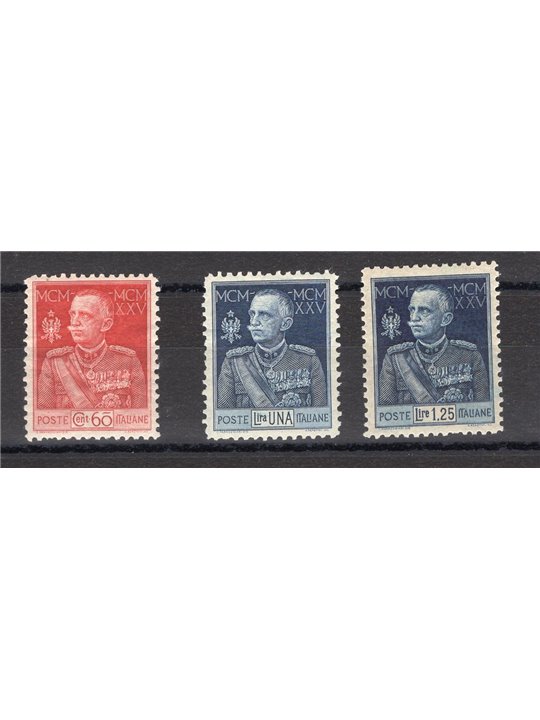 Italia 1925/26 Giubileo dent. 11 serie n° 189/91 con ottima centratura Cert. Biondi Cat. € 2.200 (**)