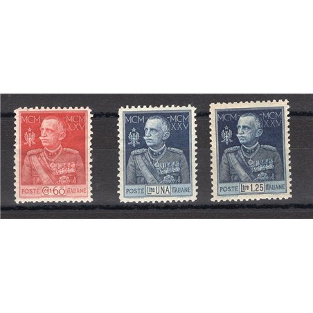 Italy 1925/26 Jubilee 11 per mm series no. 189/91 with excellent centring Biondi Cert. Cat. €2,200 (**)