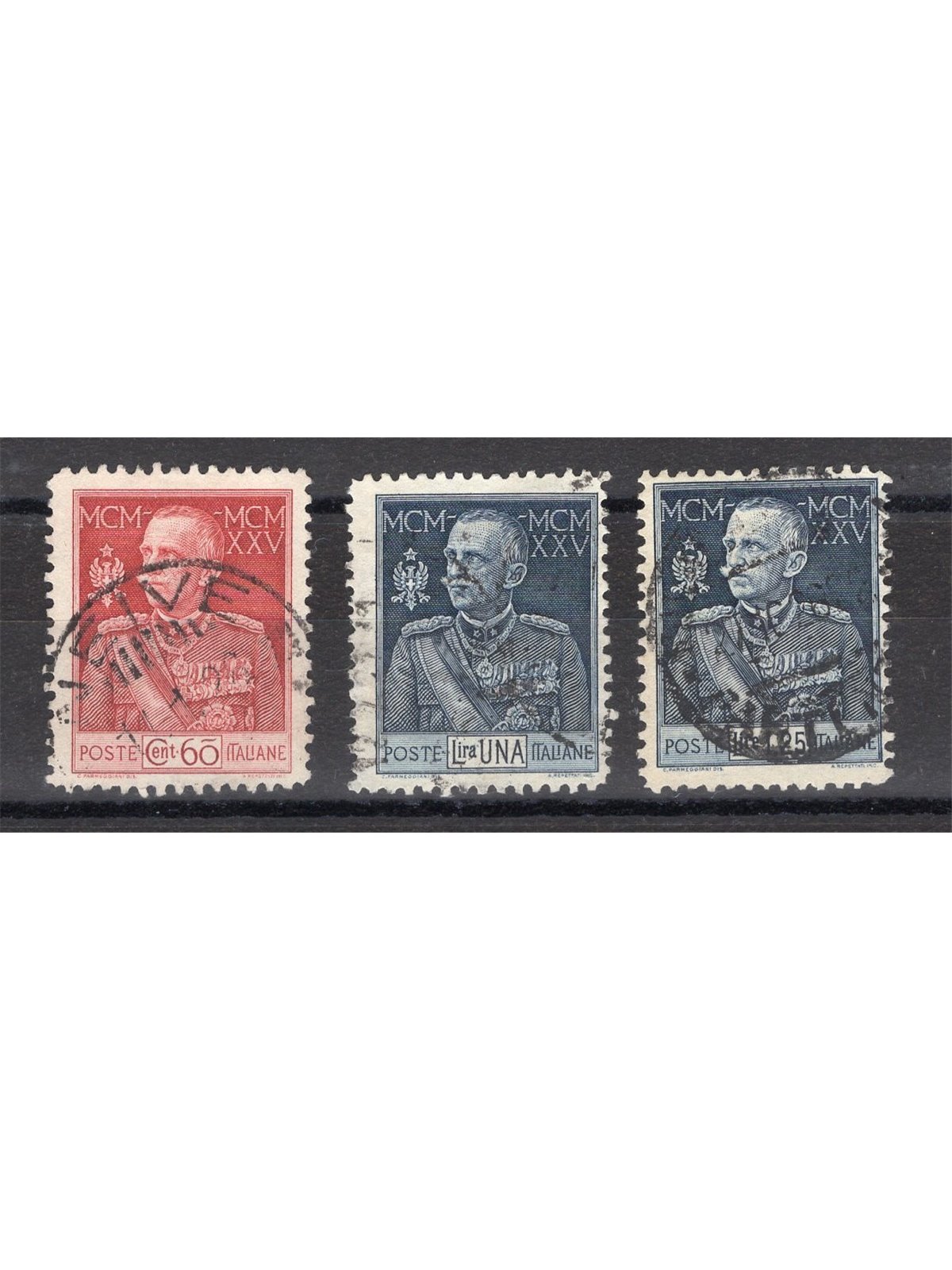 Italy 1925/26 Jubilee 11-tooth series no. 189/91 certified by Biondi catalogue price €240 (U)