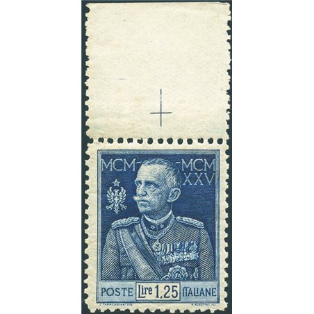 Italy 1925/26 Jubilee 1.25 £ perforation 11 no. 191 with excellent centring certified by Biondi catalogue price €2,000 (**)