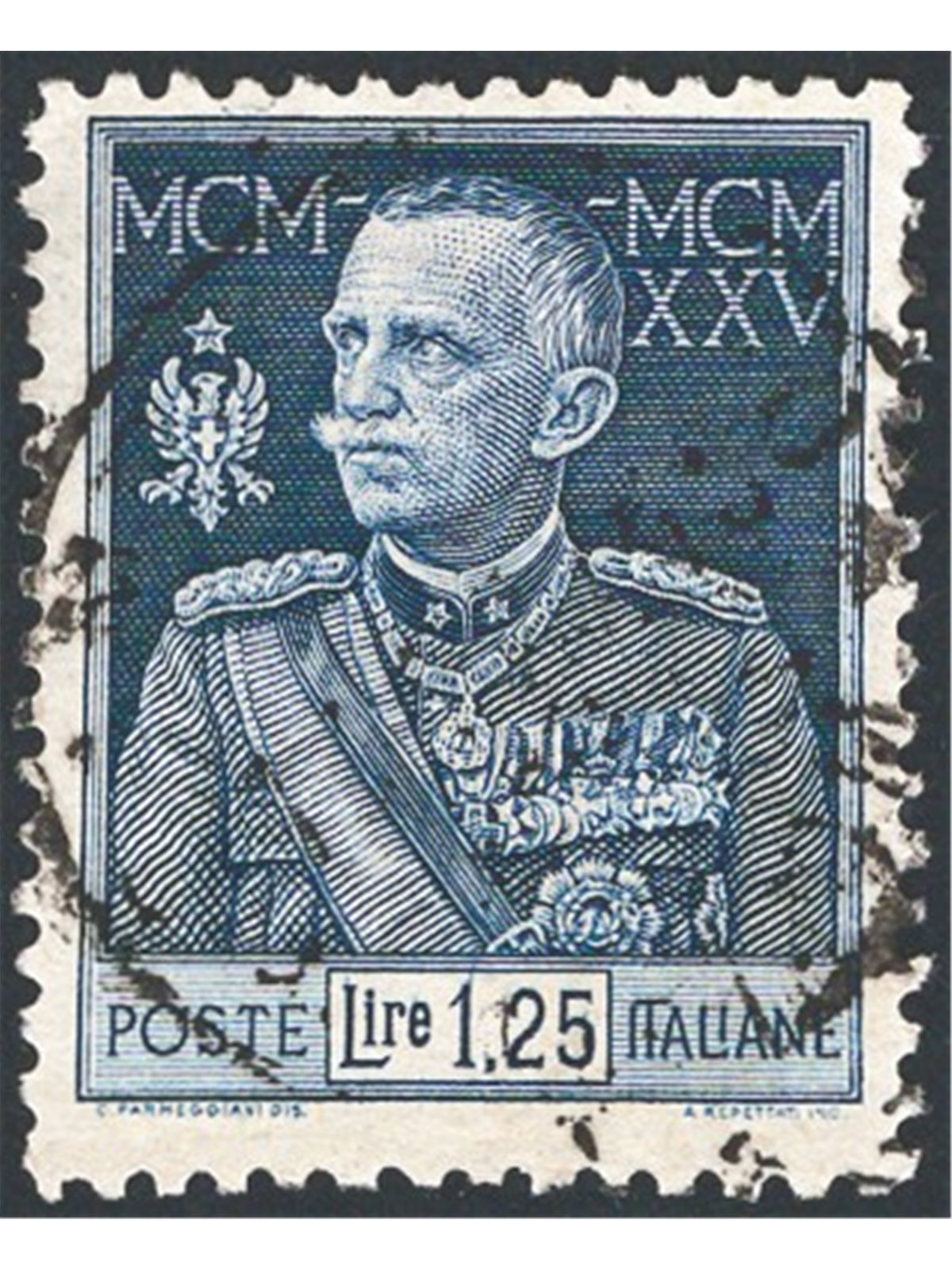 Italy 1925/26 Jubilee 1.25 £ perforation 11 no. 191 Biondi certificate Cat. €240 (U)