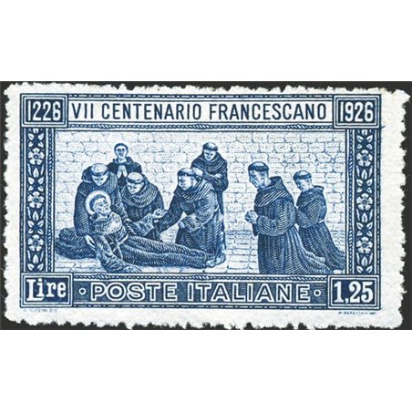 Italia 1926 S. Francesco 1,25 £ dent. 13½ n° 196 Cert. ED Cat. € 1.650 (**)