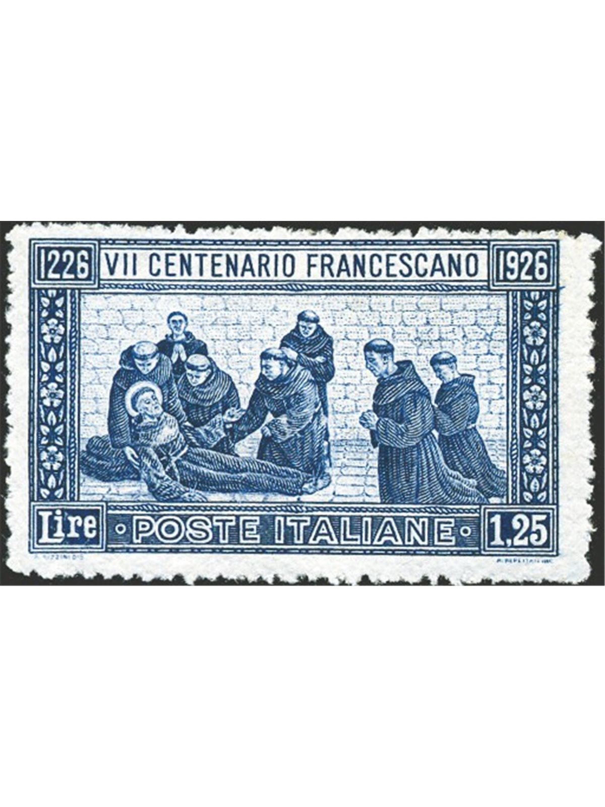 Italy 1926 St Francis 1.25 £ perforation 13½ no. 196 ED certificate Cat. € 1,650 (**)