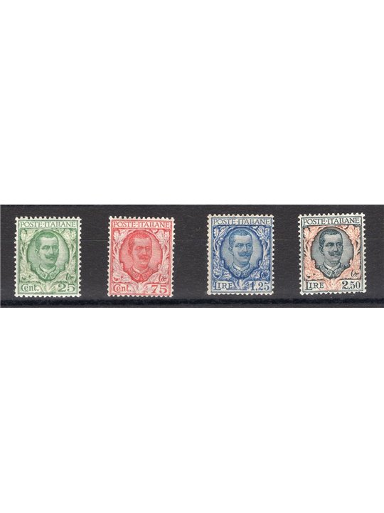 Italy 1926 Floral series no. 200/03 with excellent centring CiBaFil certificate Cat. €1,400 (**)