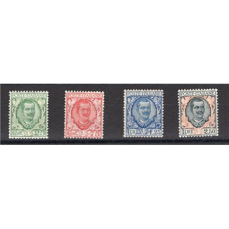 Italia 1926 Floreale serie n° 200/03 con ottima centratura Cert. CiBaFil Cat. € 1.400 (**)
