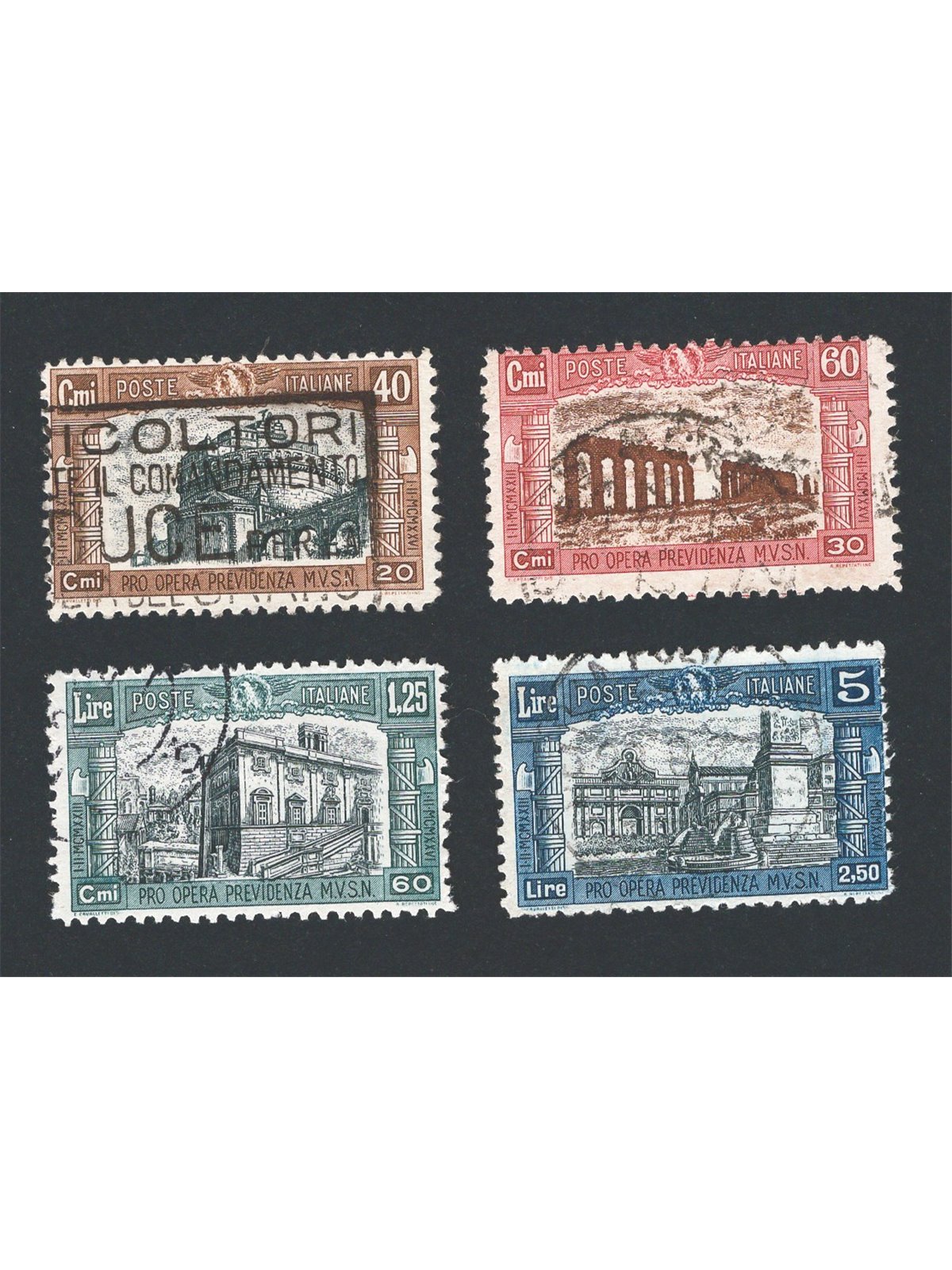 Italia 1926 Milizia I serie n° 206/09 con annulli non garantiti in quanto poco leggibili Cat. € 600 (U)