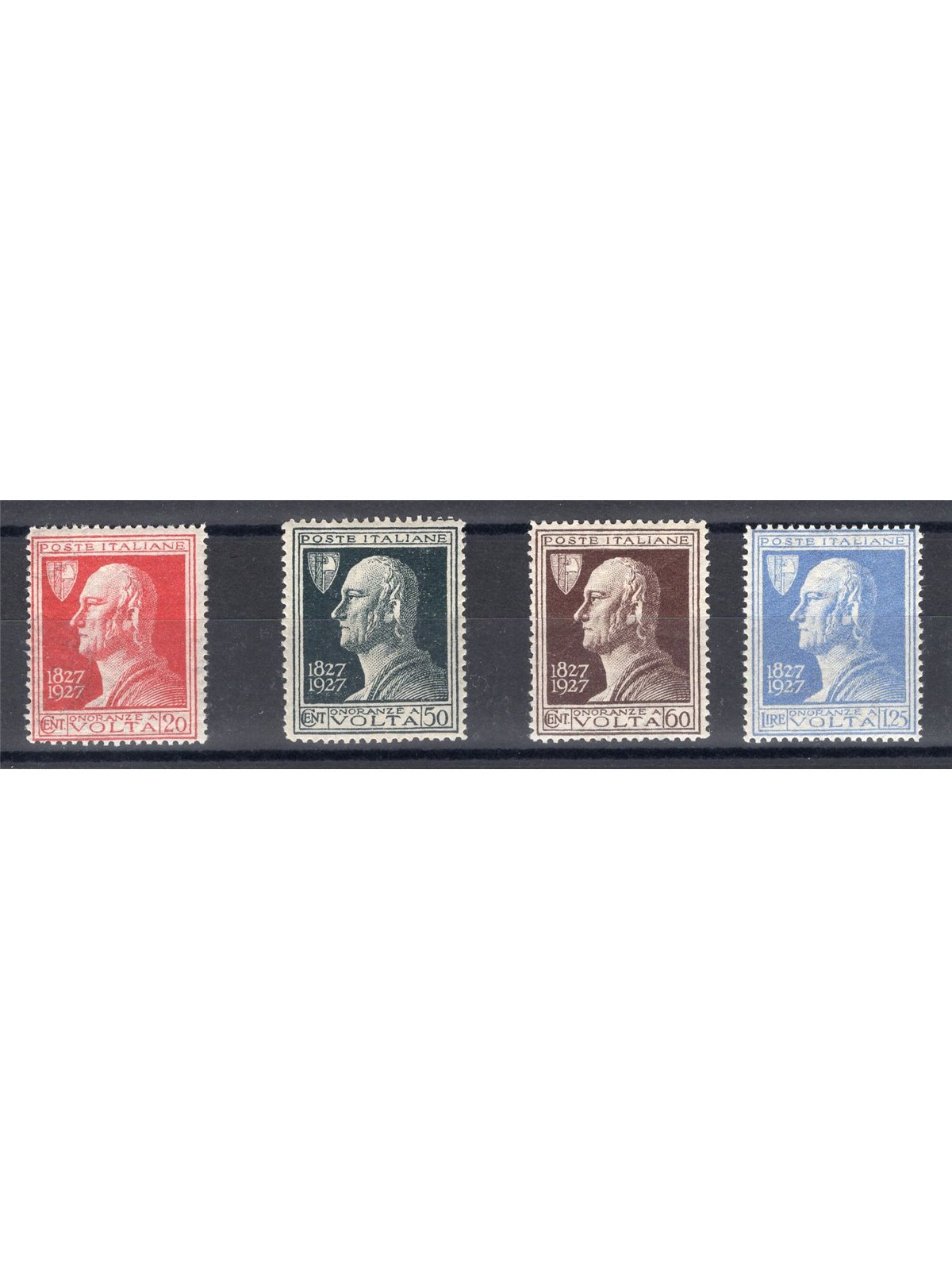 Italy 1927 Volta with right-facing reclining watermark including the rare 1.25 £ ultramarine series no. 210/13 IC Cert. (**)