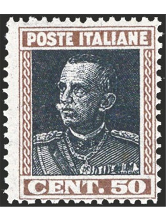 Italy 1927 Jubilee type (Parmeggiani) 50 c. brown and grey with double printing of the square no. 218. Certified by CiBaFil. Cat