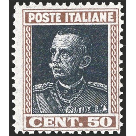 Italia 1927 Tipo Giubileo (Parmeggiani) 50 c. bruno e grigio con doppia stampa del riquadro n° 218 Cert. CiBaFil Cat. € 1.200 (*