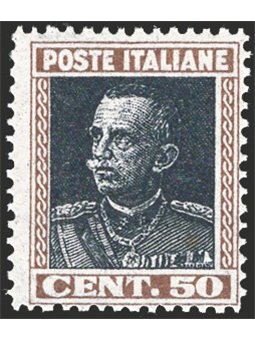 Italy 1927 Parmeggiani-type Jubilee 50 c. with brown and slate-black colour variety CEI no. 213bb. Signed by Chia. CiBaFil certi