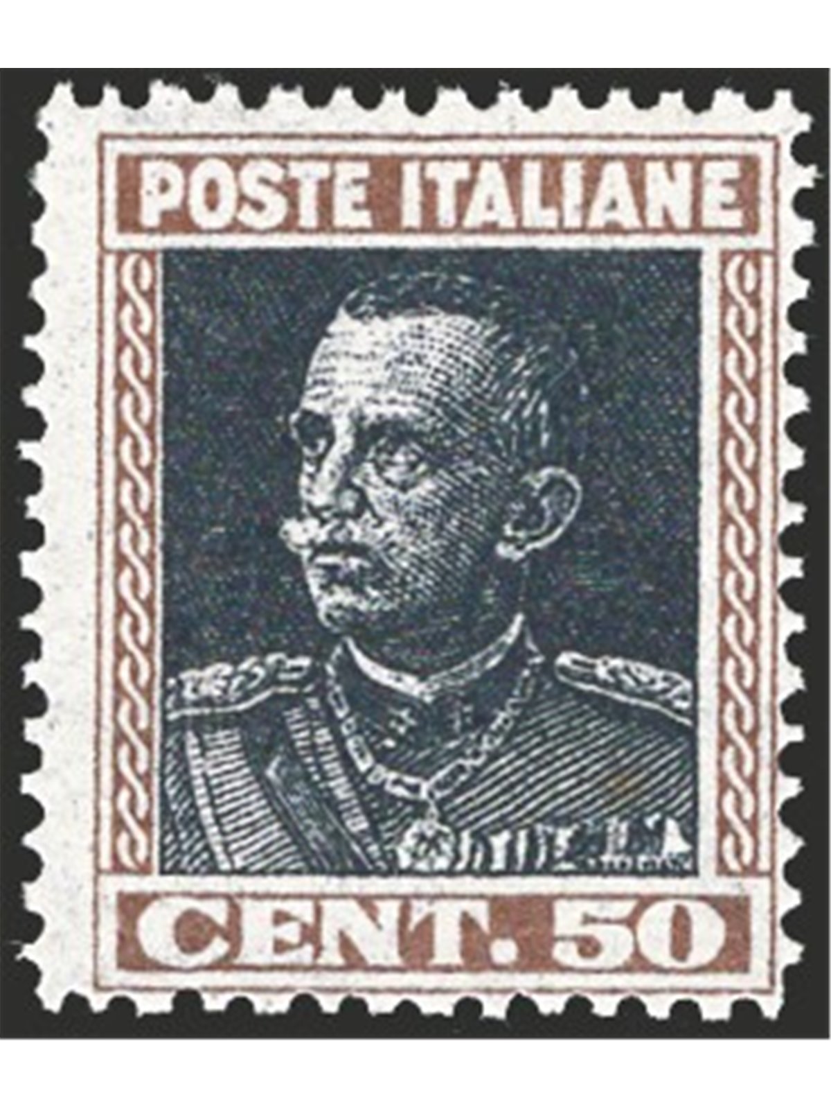 Italy 1927 Parmeggiani-type Jubilee 50 c. with brown and slate-black colour variety CEI no. 213bb. Signed by Chia. CiBaFil certi