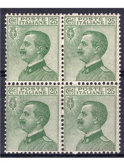 Italia 1927 Vitt. Emanuele 25 c. tipo Michetti n° 219 in quartina Cat. € 120 (**)