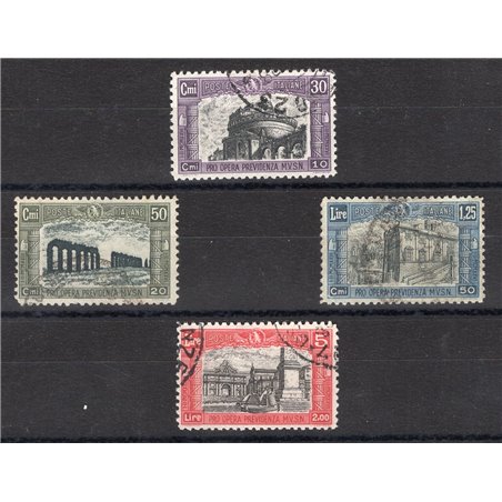 Italy 1928 Militia Series II No. 220/23 with postmarks not guaranteed as they are barely legible Cat. €1,250 (U)