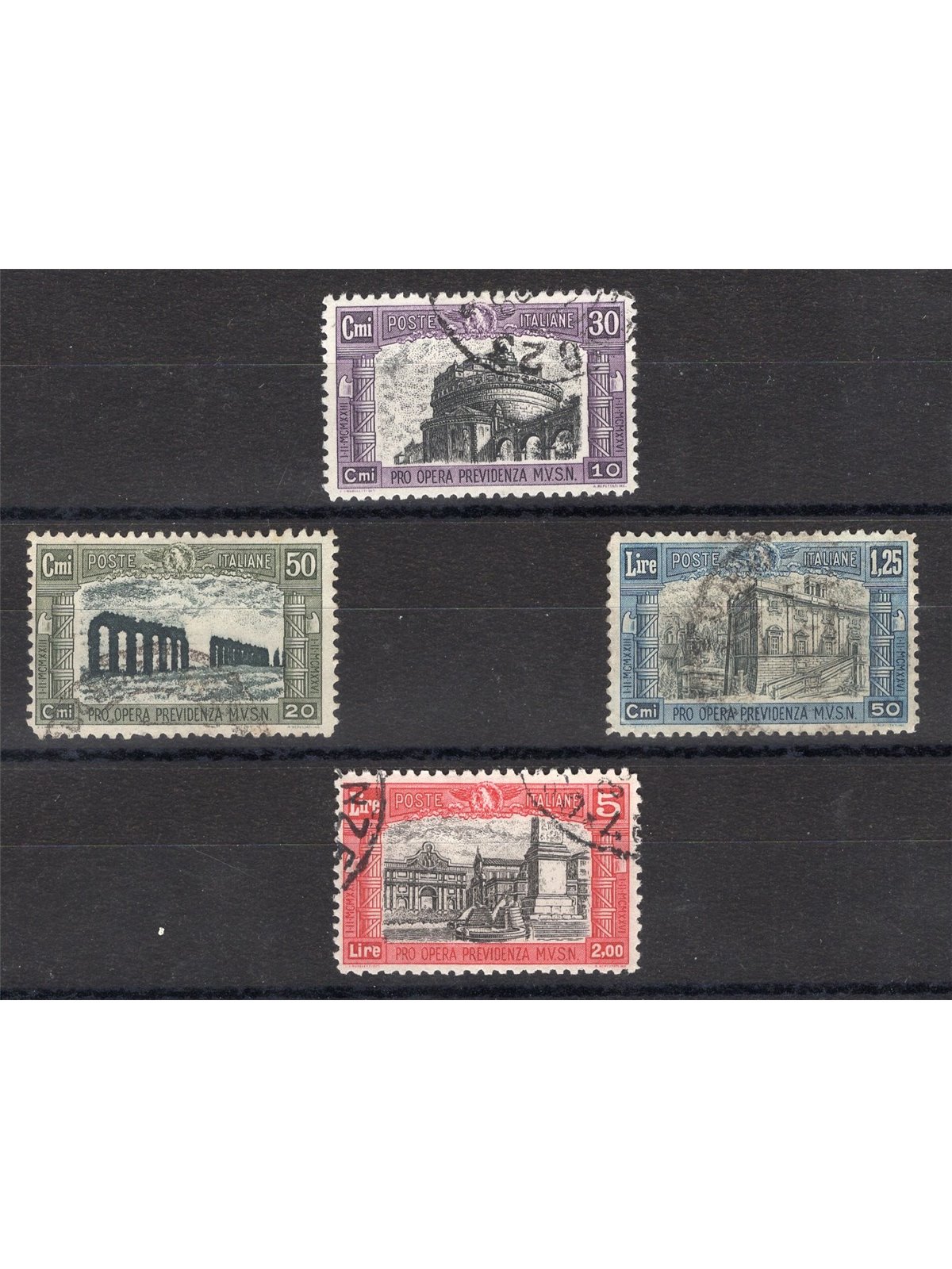 Italy 1928 Militia Series II No. 220/23 with postmarks not guaranteed as they are barely legible Cat. €1,250 (U)