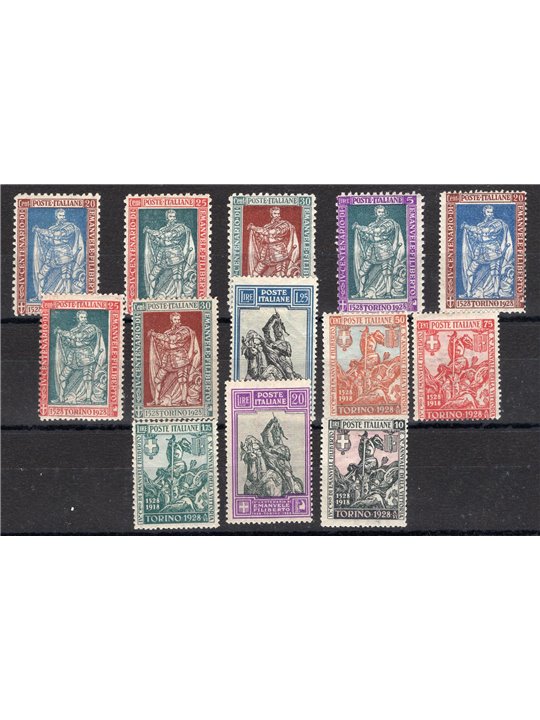 Italy 1928 Emanuele Filiberto series no. 226/38 Biondi certificate Cat. €1,875 (** )