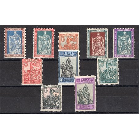 Italia 1928 Emanuele Filiberto serie n° 226/29 + 233/38 Cert. Biondi Cat. € 700 (**)