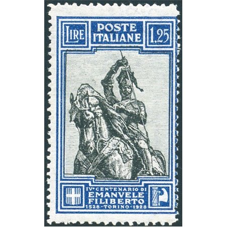 Italia 1928 Emanuele Filiberto 1,25 £ dent. lineare 13¾ n° 235/I Cert. Biondi Cat. € 2.500 (**)