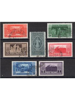 Italy 1929 Montecassino series no. 262/68 with postmarks not guaranteed as they are barely legible Cat. €1,050 (U)