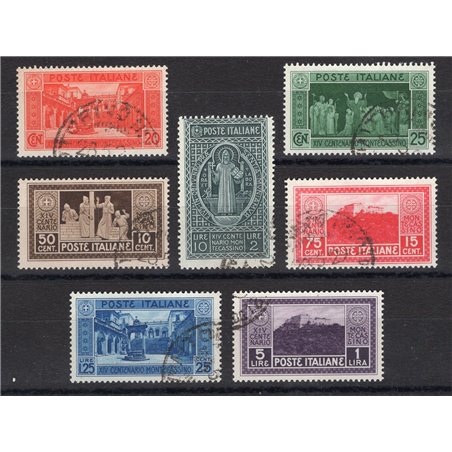 Italia 1929 Montecassino serie n° 262/68 con annulli non garantiti in quanto poco leggibili Cat. € 1.050 (U)