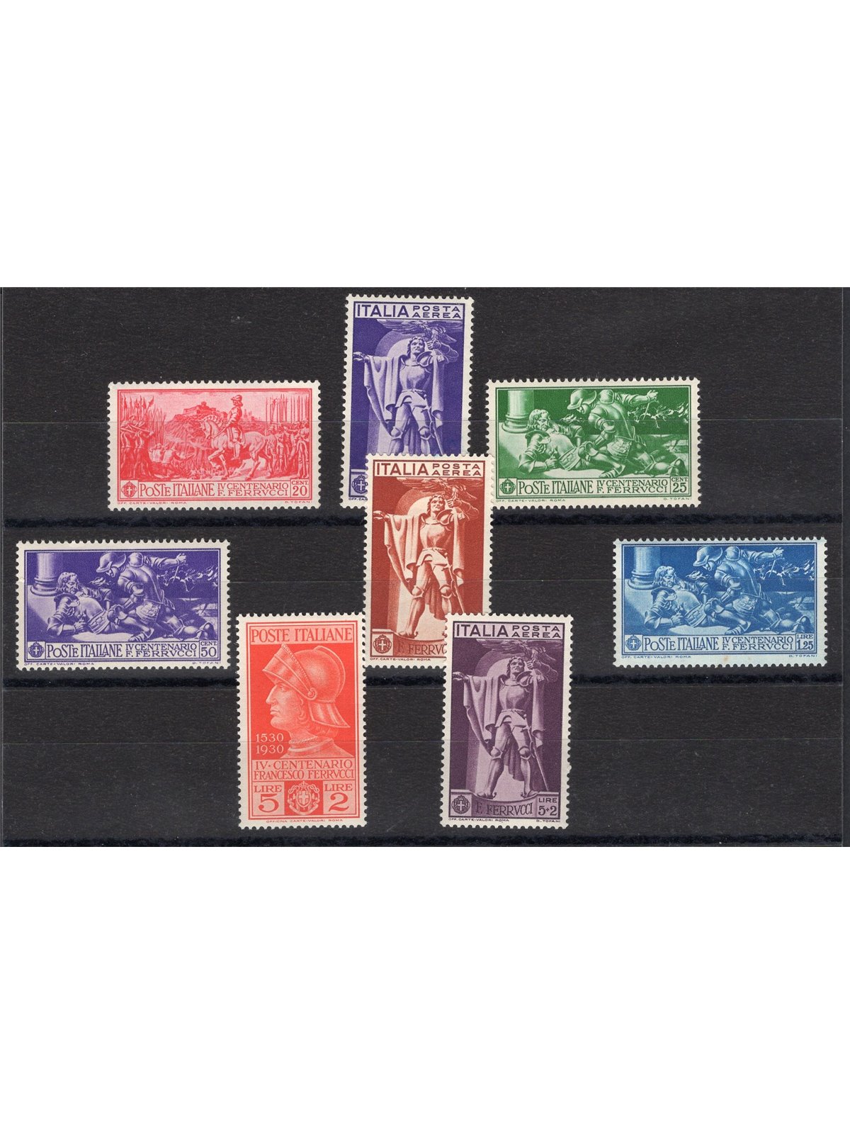 Italia 1930 Ferrucci serie n° 276/80 + P.A. 18/20 Cert. CiBaFil Cat. € 210 (**)