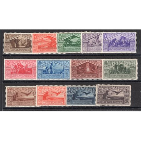 Italy 1930 Virgilio series no. 282/90 + P.A. 21/24 with excellent centring Biondi certificate Cat. €2,250 (**)