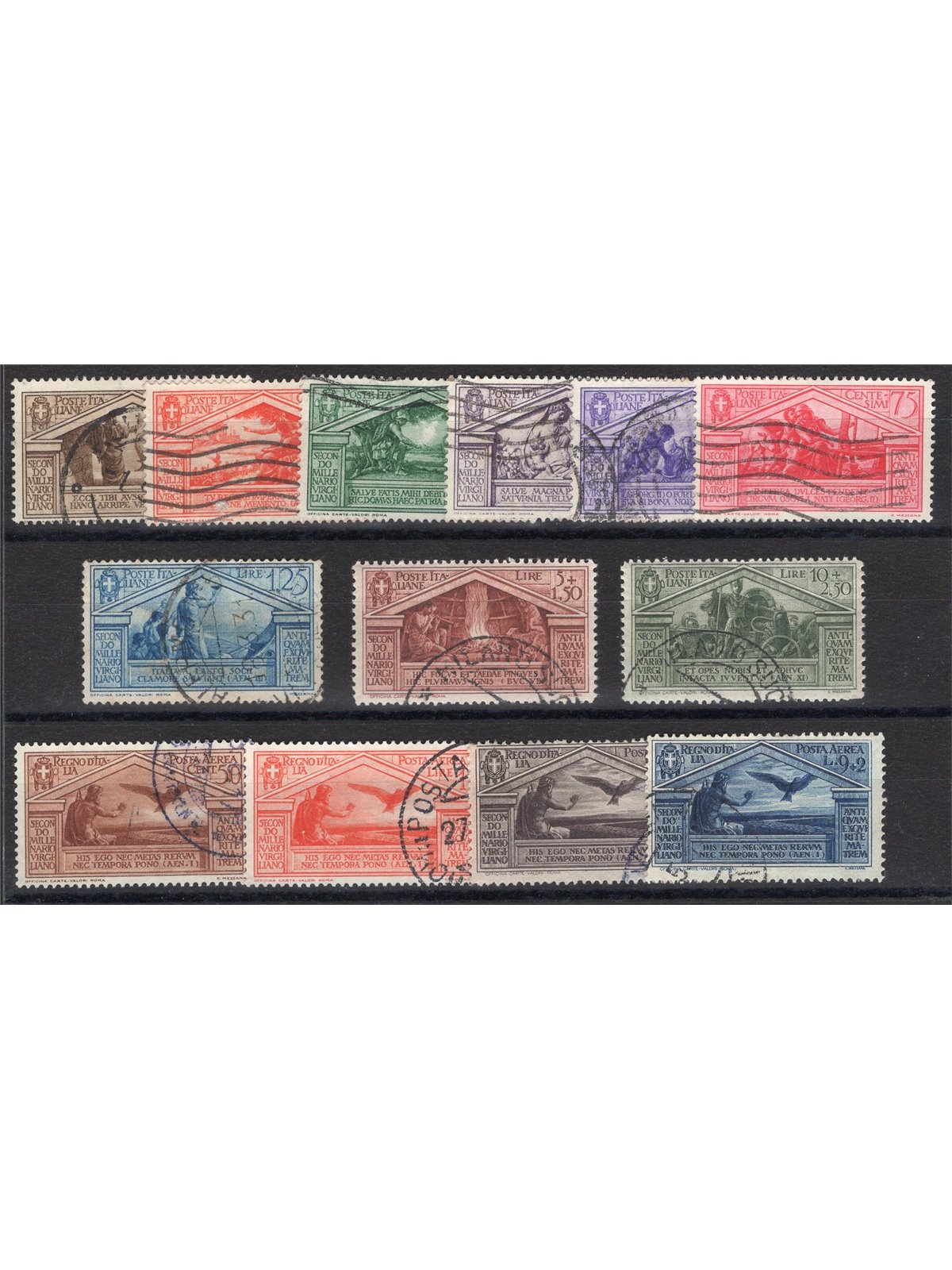 Italia 1930 Virgilio serie n° 282/90 + P.A. 21/24 con annulli non garantiti in quanto poco leggibili Cat. € 4.400 (U)