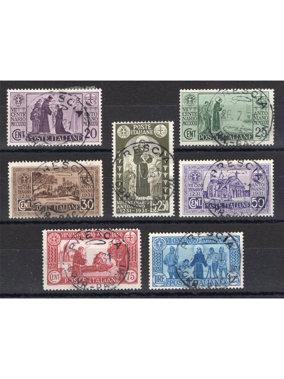 Italy 1931 St Anthony series no. 292/98 CiBaFil Cert. Cat. €500 (U)
