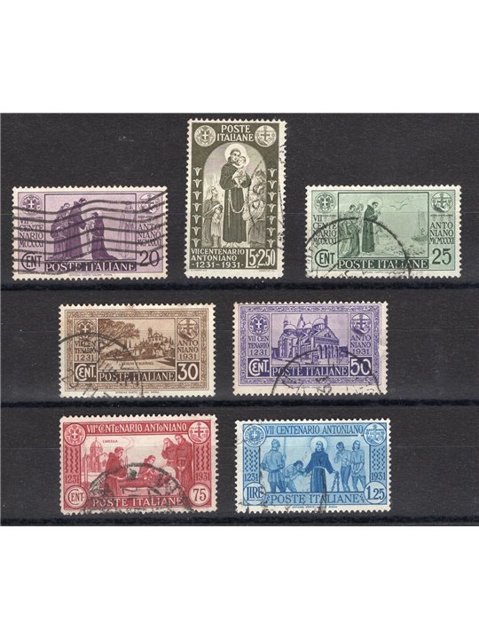 Italy 1931 St Anthony series no. 292/98 with postmarks not guaranteed as they are barely legible Cat. €550 (U)