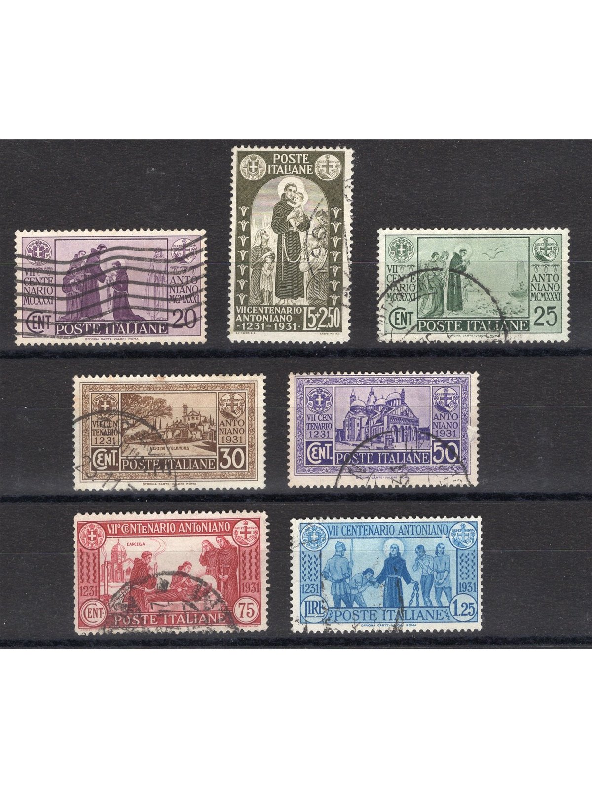 Italy 1931 St Anthony series no. 292/98 with postmarks not guaranteed as they are barely legible Cat. €550 (U)