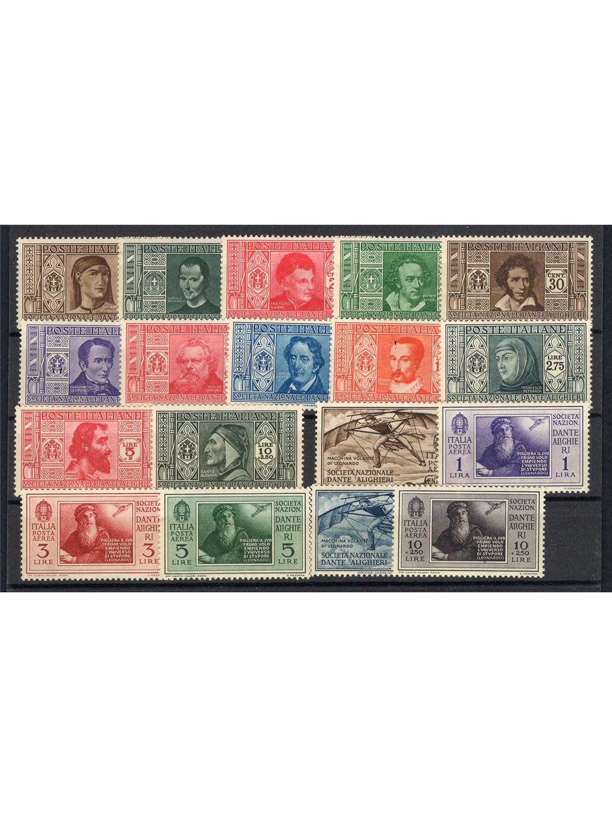 Italia 1932 Dante serie n° 303/14 + P.A. 26/31 con ottima centratura Cert. Biondi Cat. € 1.350 (**)