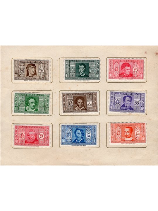Italia 1932 Dante serie n° 303/14 + P.A. 26/31 su folder ufficiale delle Poste (*)
