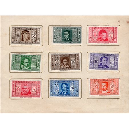 Italia 1932 Dante serie n° 303/14 + P.A. 26/31 su folder ufficiale delle Poste (*)