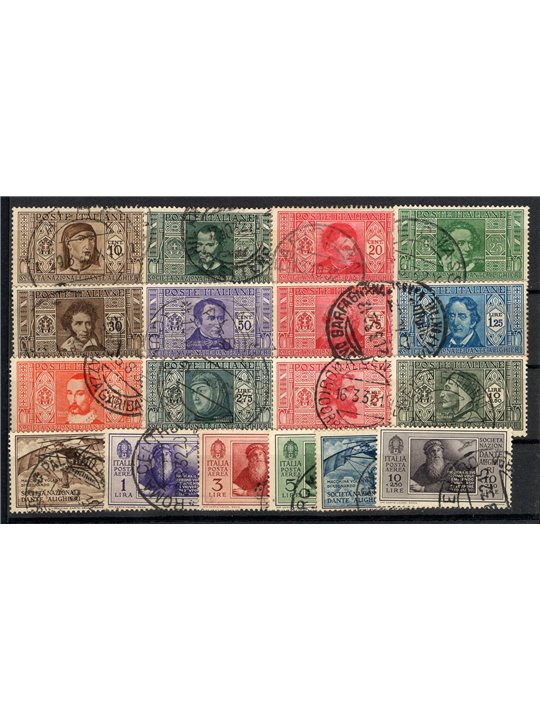 Italia 1932 Dante serie n° 303/14 + P.A. 26/31 Cert. Biondi Cat. € 2.450 (U)