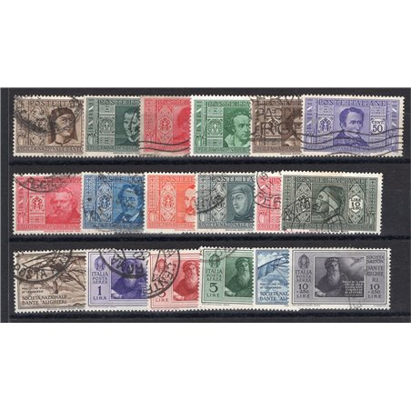 Italia 1932 Dante serie n° 303/14 + P.A. 26/31 con annulli non garantiti in quanto poco leggibili Cat. € 2.450 (U)