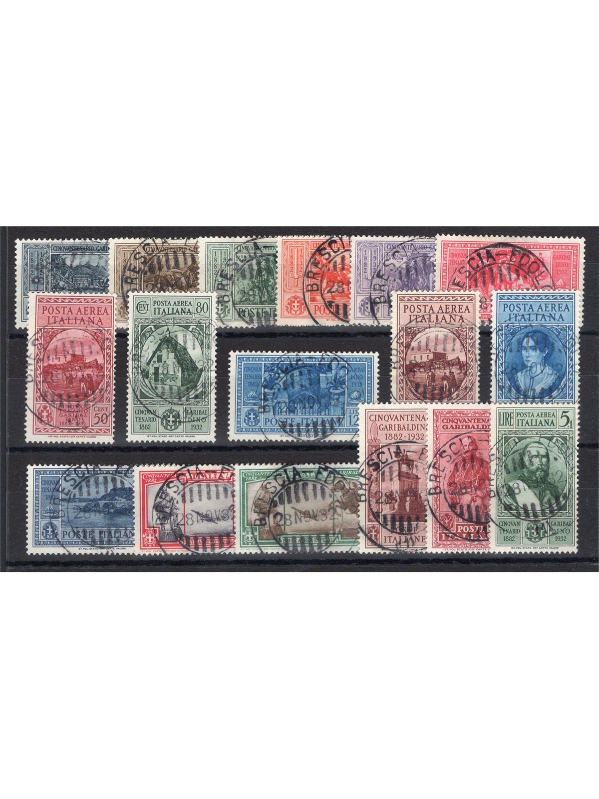 Italia 1932 Garibaldi serie n° 315/24 + P.A. 32/8 con annulli originali in data Cert. CiBaFil Cat. € 850 (U)