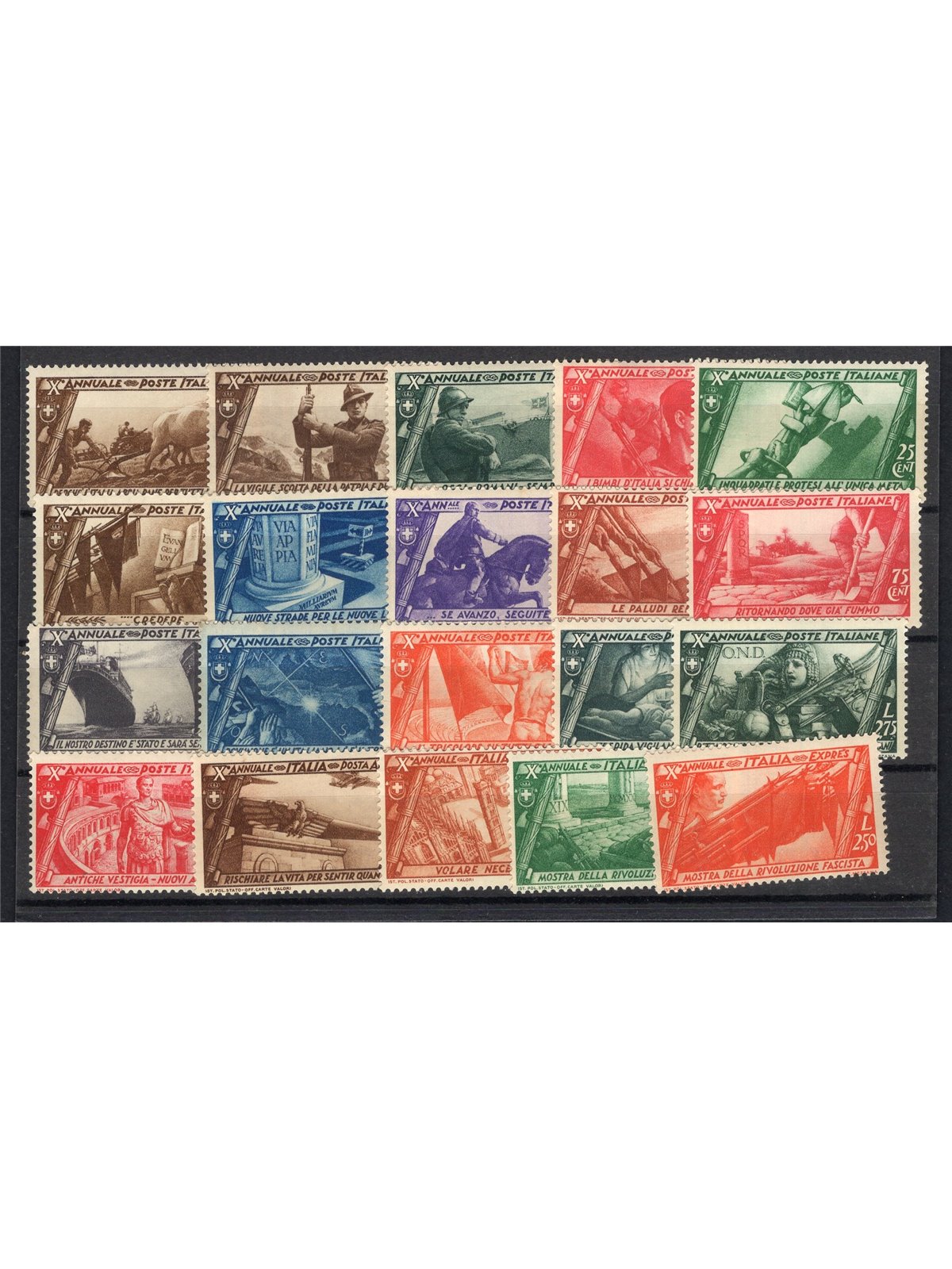 Italia 1932 Marcia su Roma serie n° 325/40 + P.A. 42/43 + Ex 17/18 Cert. Biondi Cat. € 700 (**)