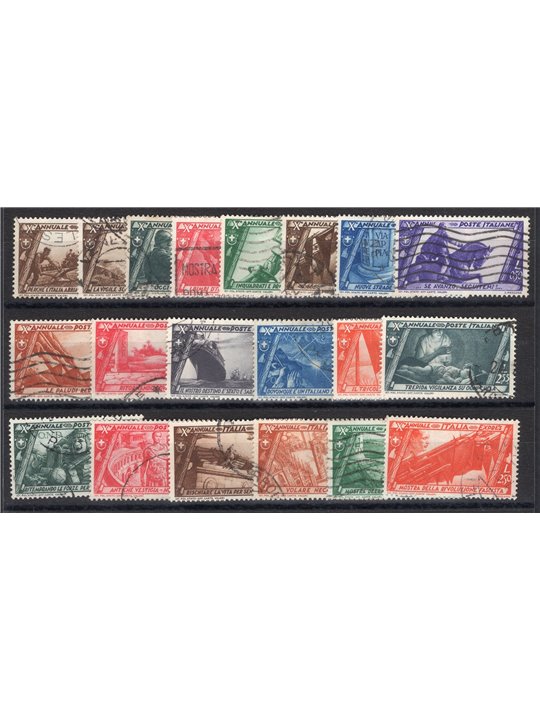 Italia 1932 Marcia su Roma serie n° 325/40 + P.A. 42/43 con annulli non garantiti in quanto poco leggibili Cat. € 1.200 (U)