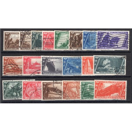 Italia 1932 Marcia su Roma serie n° 325/40 + P.A. 42/43 con annulli non garantiti in quanto poco leggibili Cat. € 1.200 (U)
