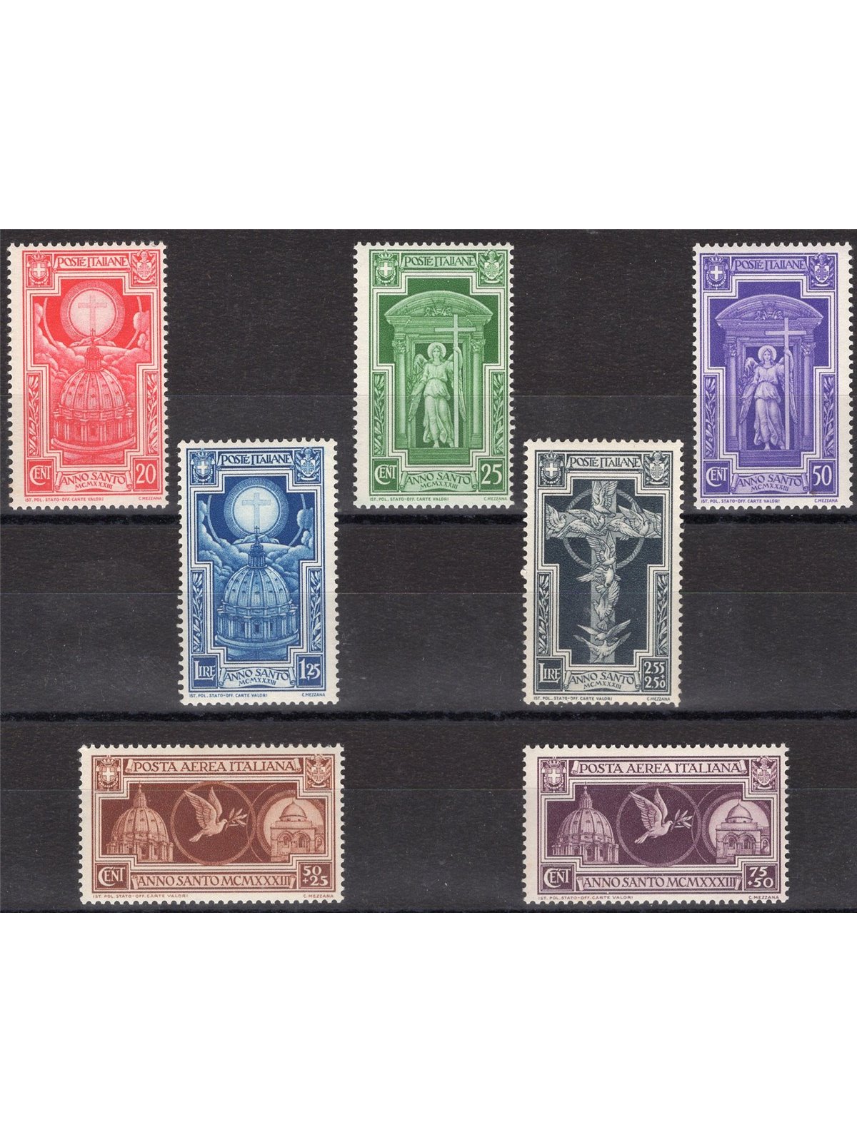 Italia 1933 Anno Santo serie n° 345/49 + P.A. 54/55 Cat. € 175 (**)