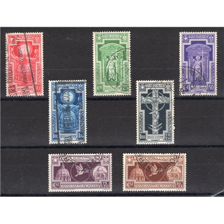Italia 1933 Anno Santo serie n° 345/49 + P.A. 54/55 con annulli non garantiti in quanto poco leggibili Cat. € 825 (U)