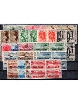 Italia 1934 Medaglie al valore serie n° 366/76 + P.A. 74/82 in quartina Cert. Biondi Cat. € 4.000 (**)