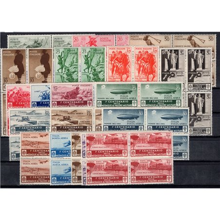 Italia 1934 Medaglie al valore serie n° 366/76 + P.A. 74/82 in quartina Cert. Biondi Cat. € 4.000 (**)