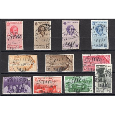 Italia 1935 Bellini serie n° 388/93 + P.A. 90/94 annulli originali in data Cert. CiBaFil Cat. € 2.250 (U)