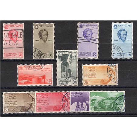 Italia 1935 Bellini serie n° 388/93 + P.A. 90/94 con annulli non garantiti in quanto poco leggibili Cat. € 2.050 (U)