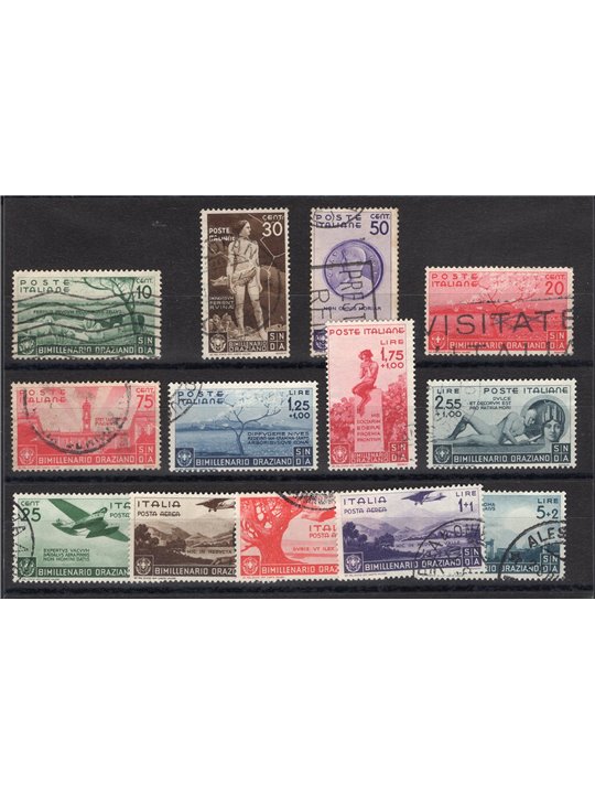 Italia 1936 Orazio serie n° 398/405 + P.A. 95/98 con annulli non garantiti in quanto poco leggibili Cat. € 2.450 (U)