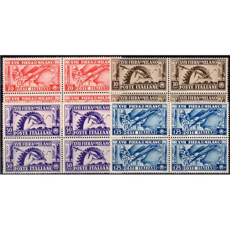 Italia 1936 XVII Fiera di Milano serie n° 394/97 in quartina Cat. € 110 (**)
