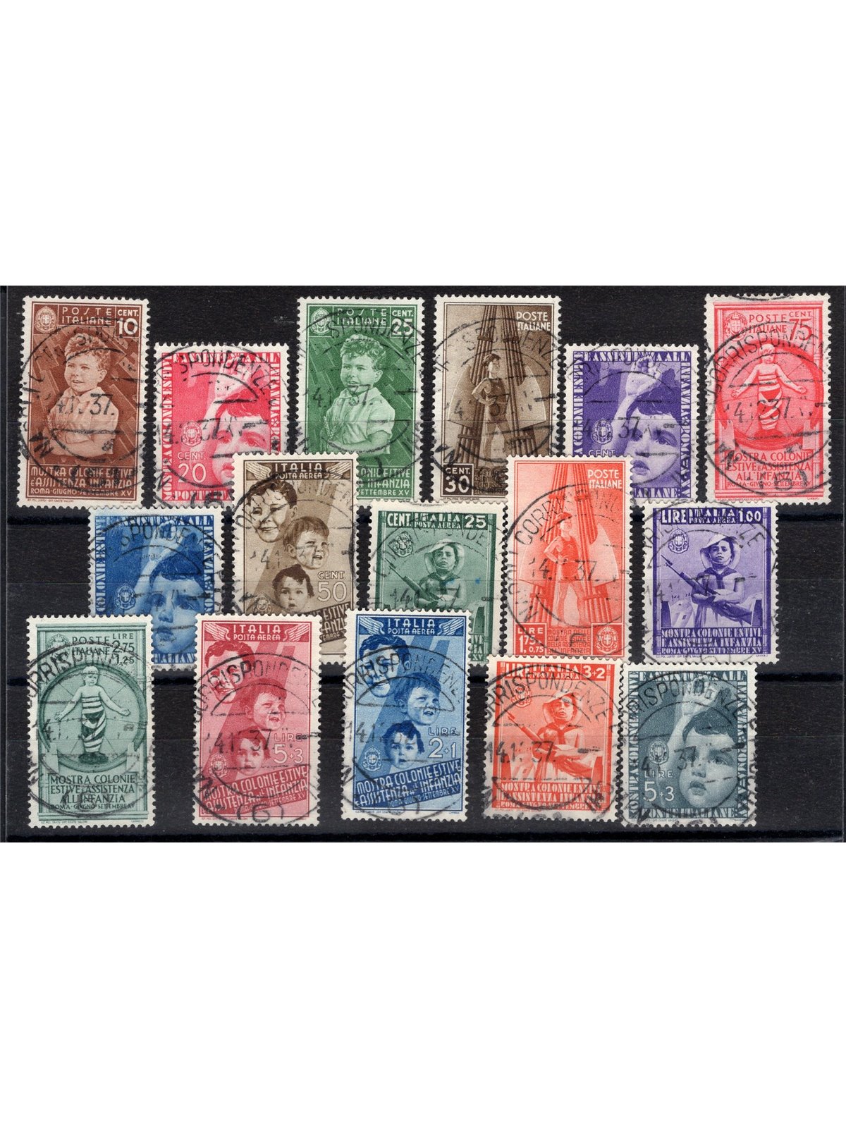 Italia 1937 Colonie Estive serie n° 406/15 + P.A. 100/5 Cert. CiBaFil Cat. € 3.175 (U)